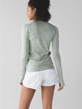 Lululemon Swiftly Tech OG Long Sleeve Crew Grey White Striped Running Top Size 8